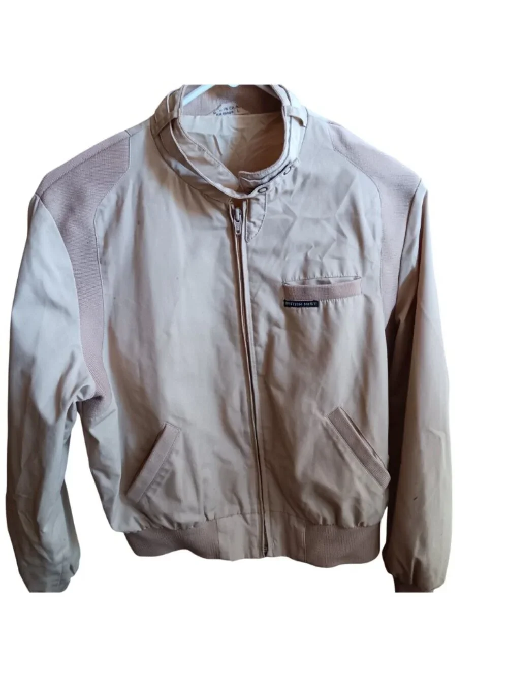 True Vintage 80's Nerd Girl Geek Jacket Large British Mist Beige Bomber Computer